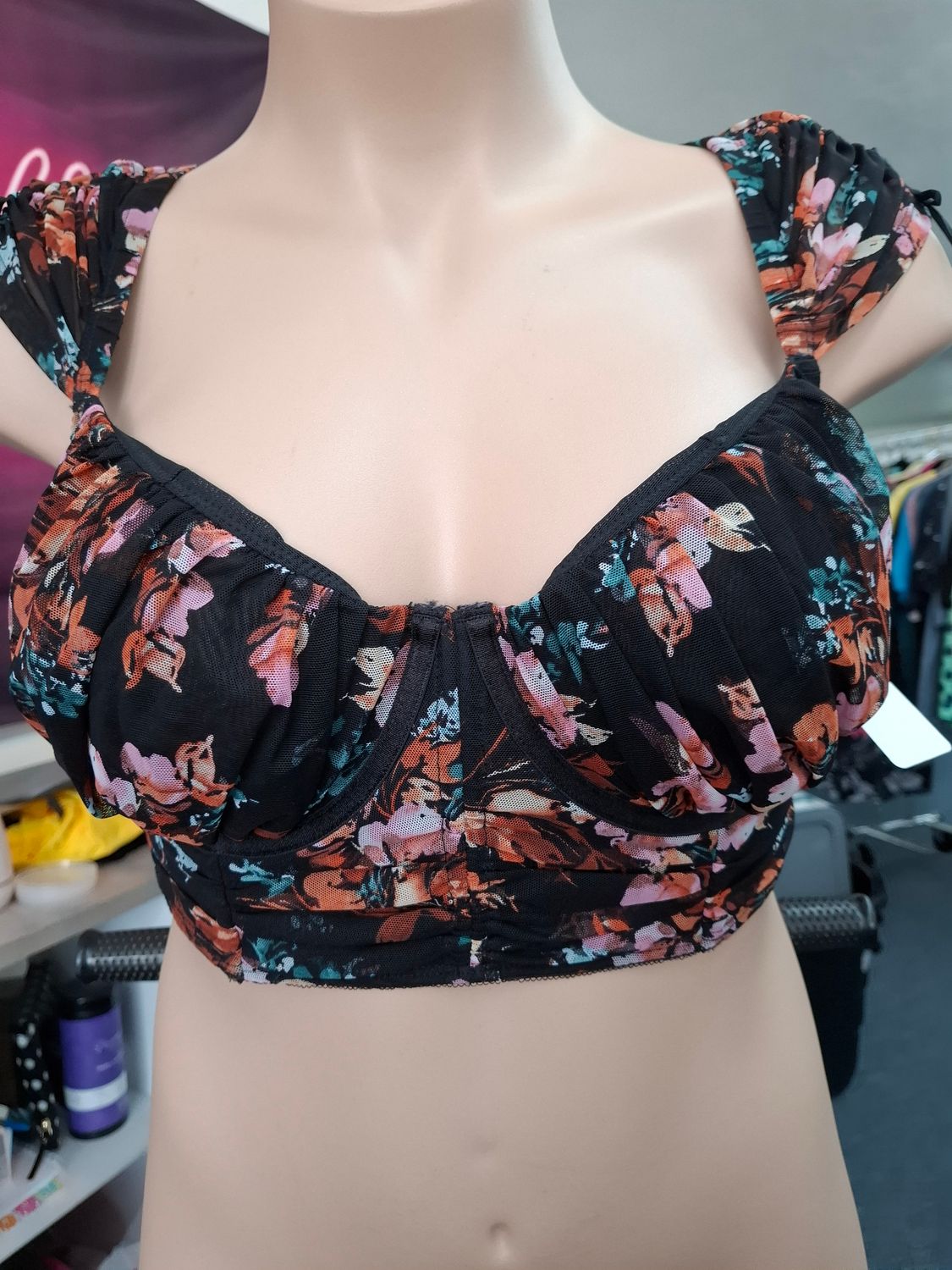 2x Torrid NWT floral cap sleeve longline mesh bra