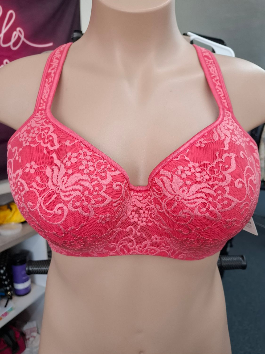 44C Cacique pink lace balconette underwire bra