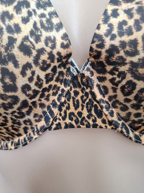 44D Victoria's Secret lined demi leopard print bra