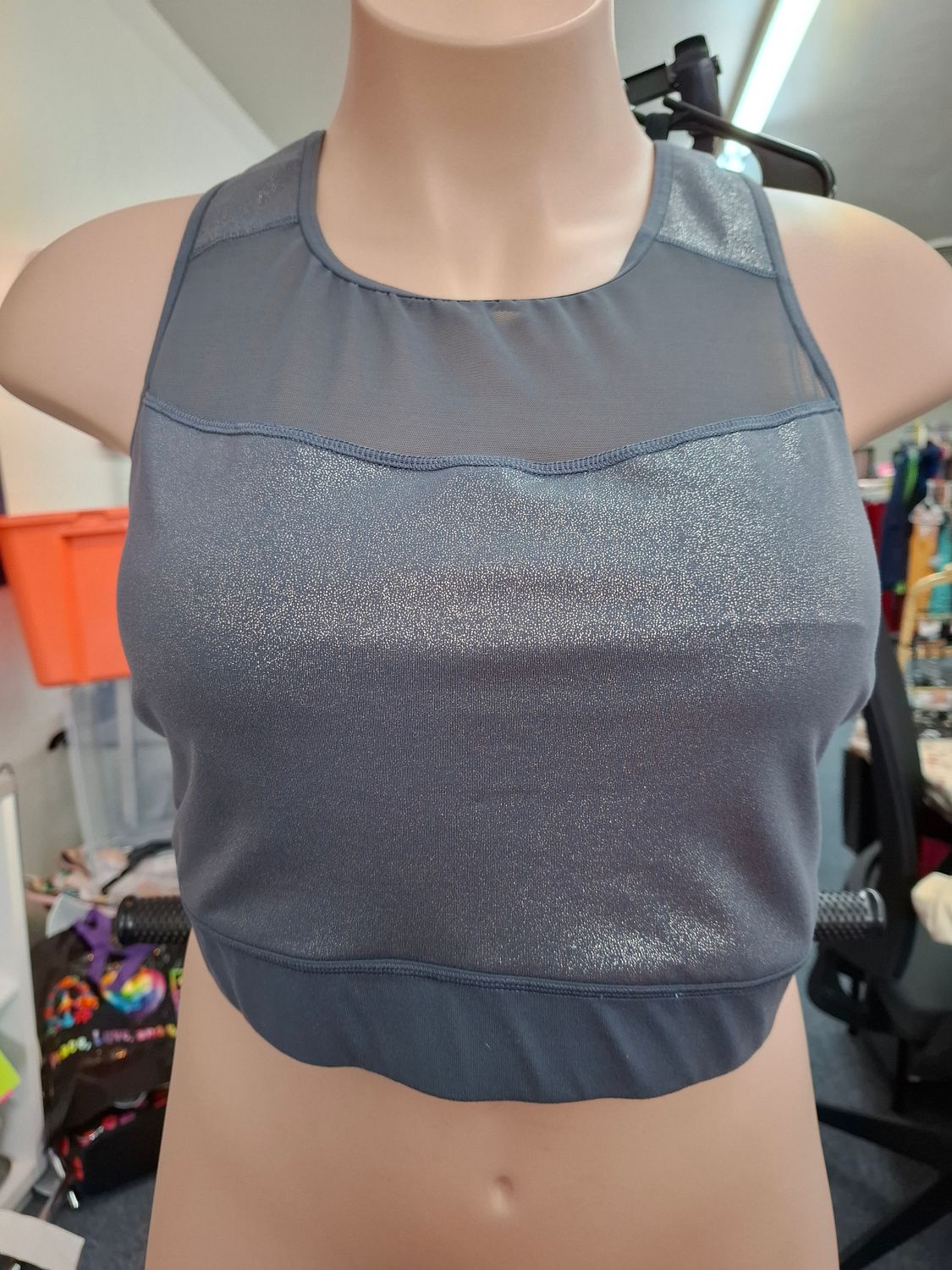 4x Old Navy Active gray gold glitter mesh sports bra