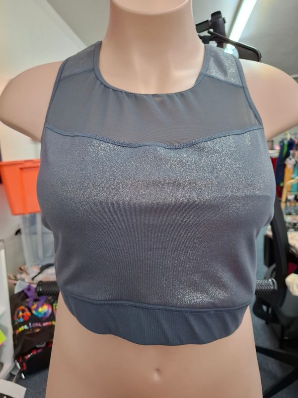 4x Old Navy Active gray gold glitter mesh sports bra