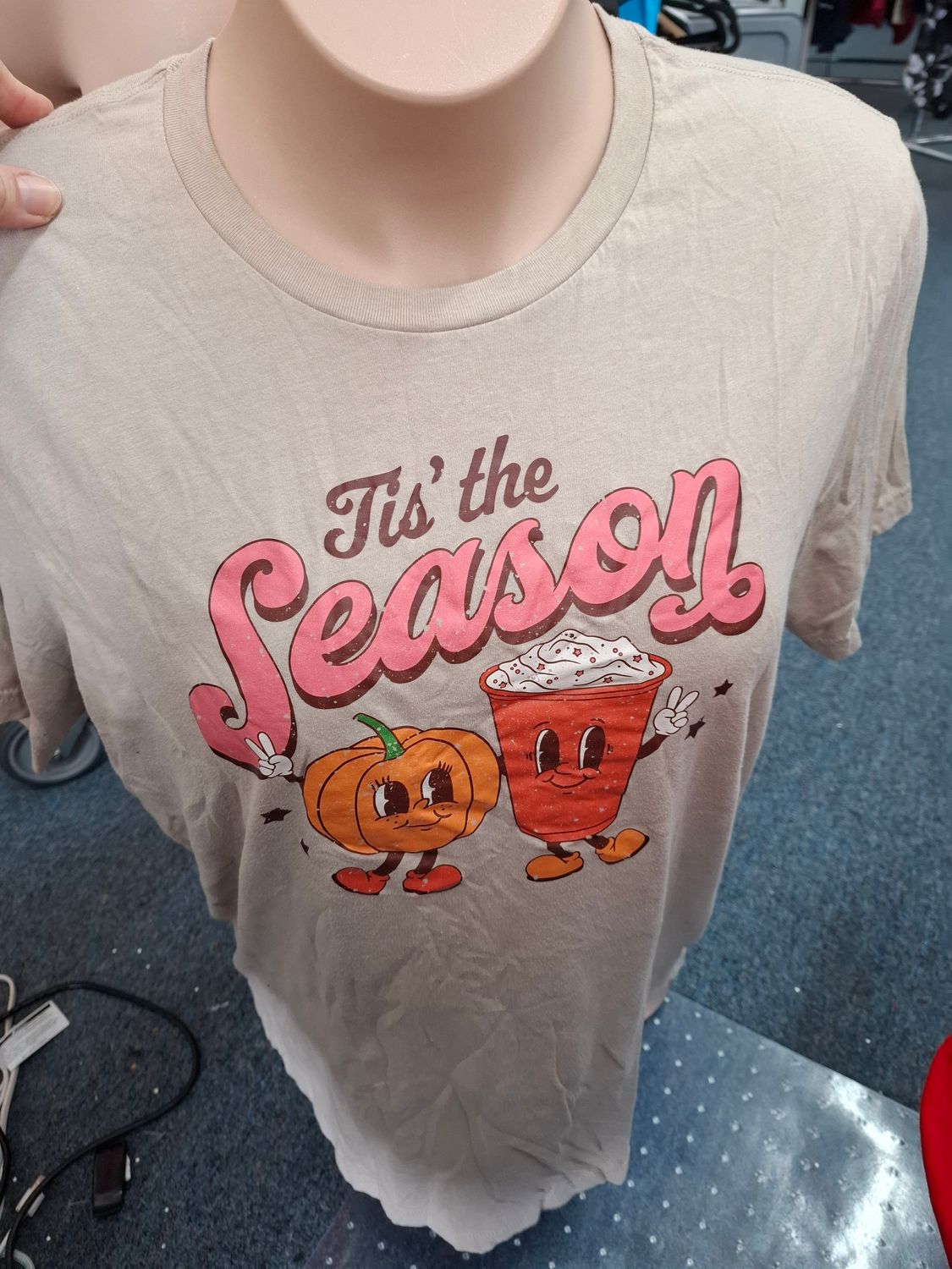 2x Tis the Season pumpkin spice coffee graphic tee top