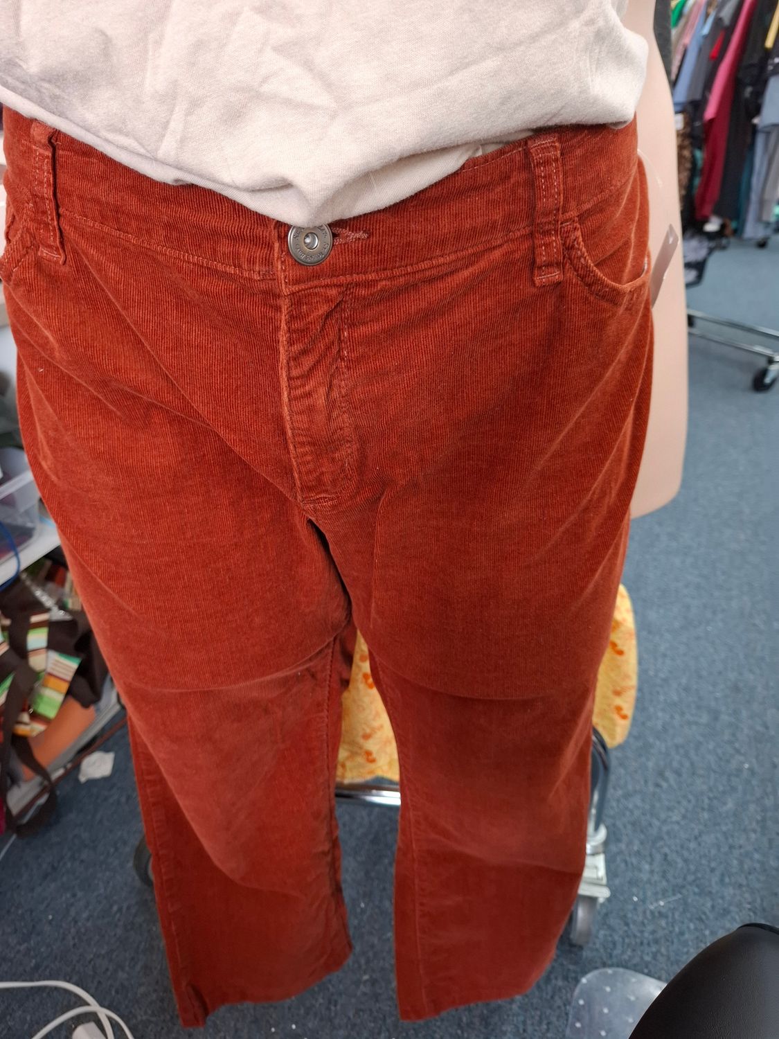 20W St John's Bay orange corduroy pants straight leg