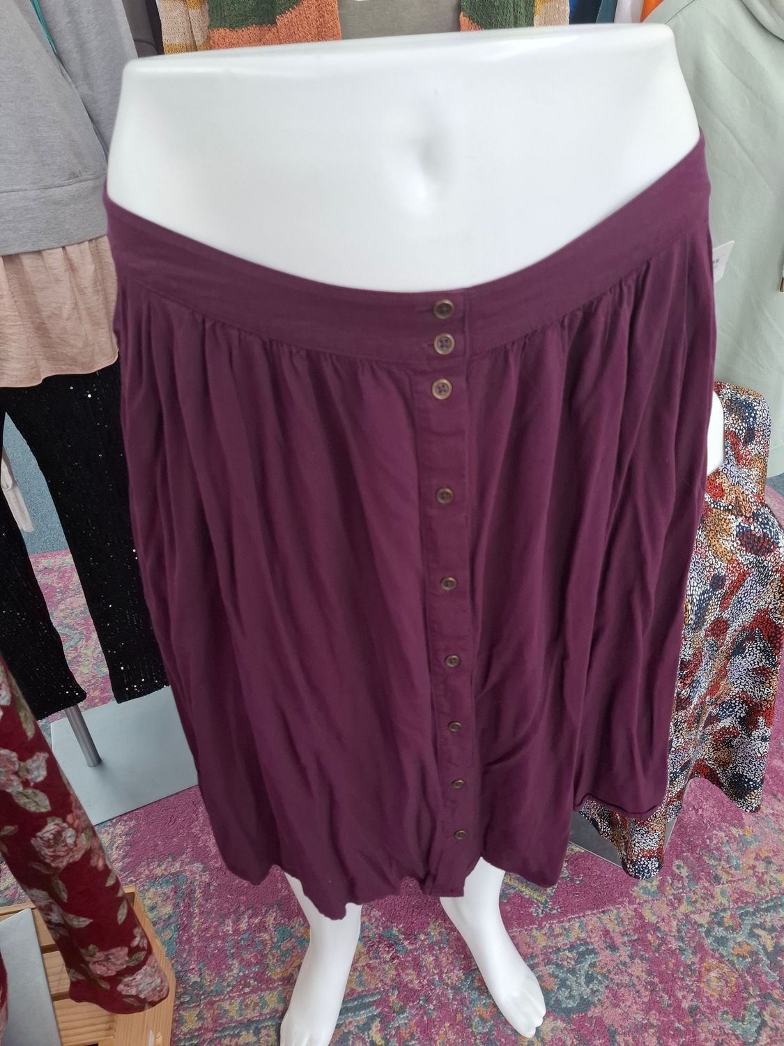2x Forever 21 purple skater skirt with buttons pull on