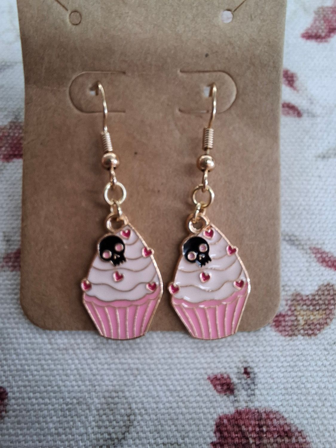 "Skull Cakes" Skull cupcake Halloween earrings