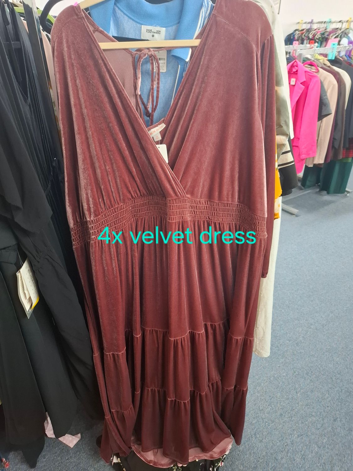 4x Knox Rose mauve velvet tiered maxi dress
