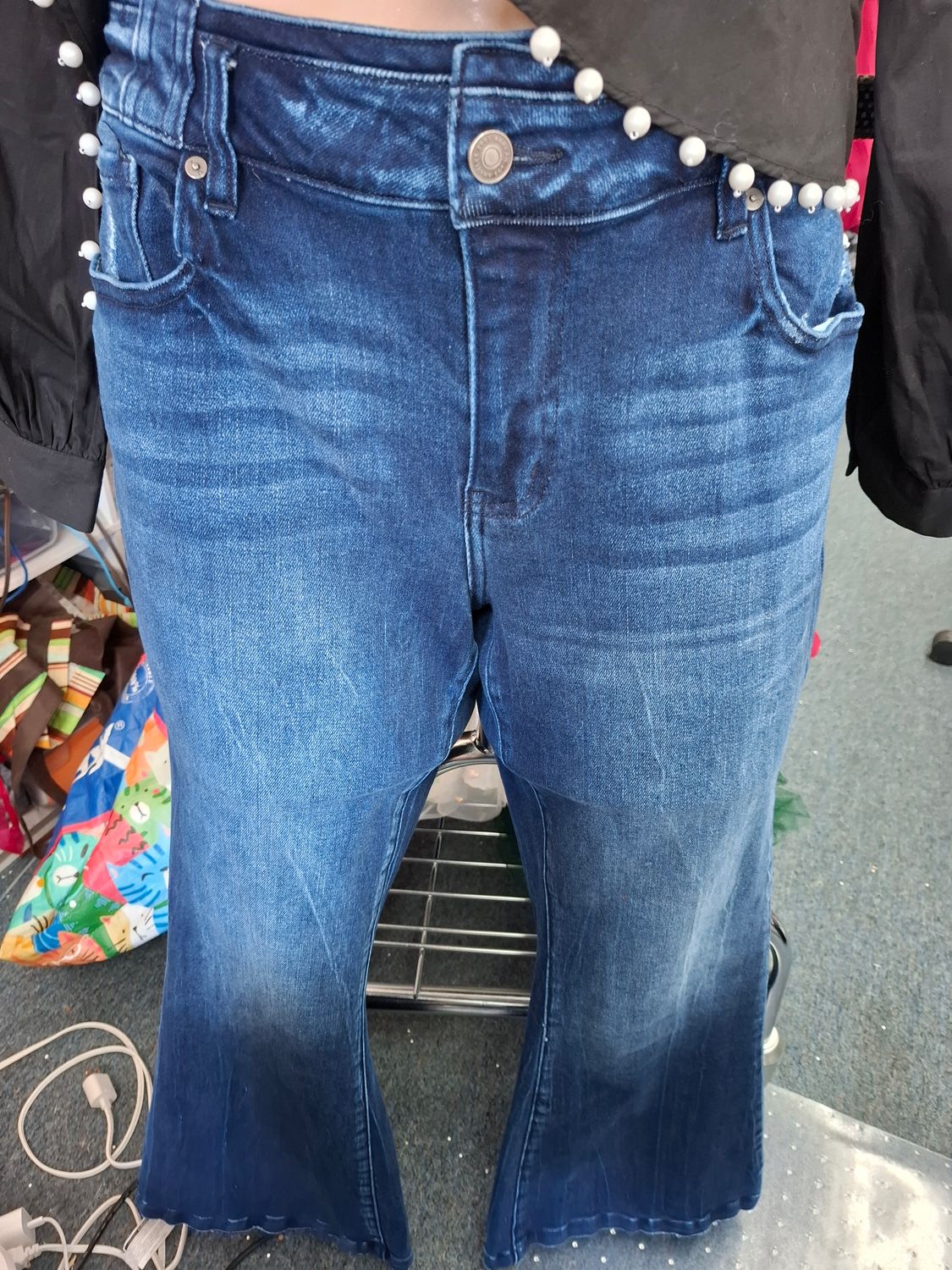 16 Kancan distressed flare jeans stretchy Dolly costume