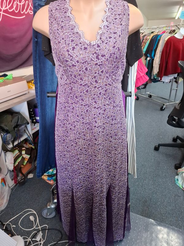 2x Purple sequin maxi dress with tulle gathers Ursula