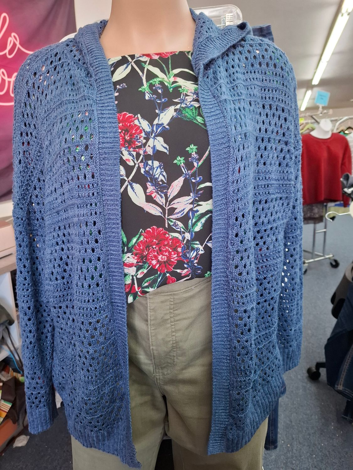 2x Maurices blue open front cardigan hoodie sweater