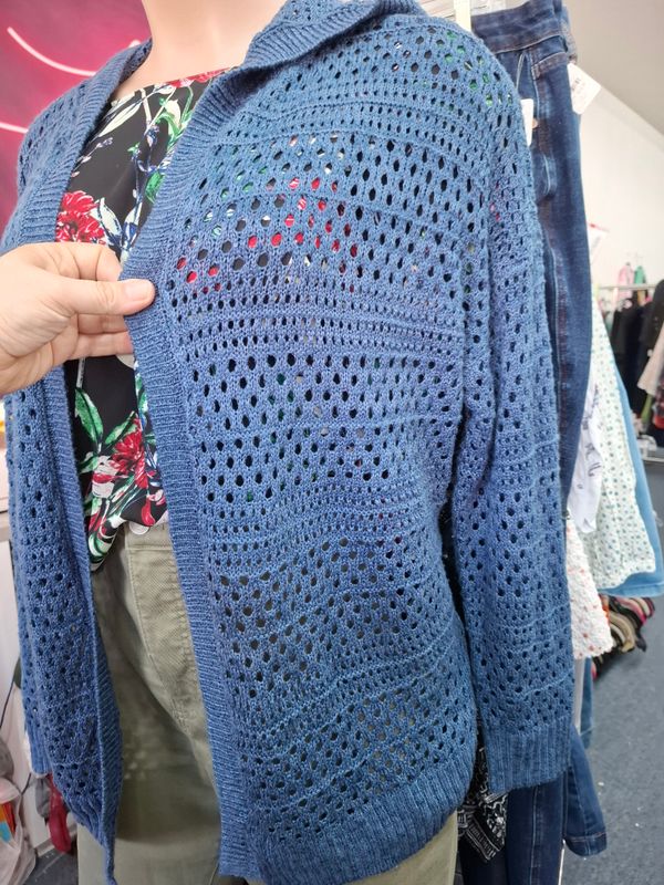 2x Maurices blue open front cardigan hoodie sweater