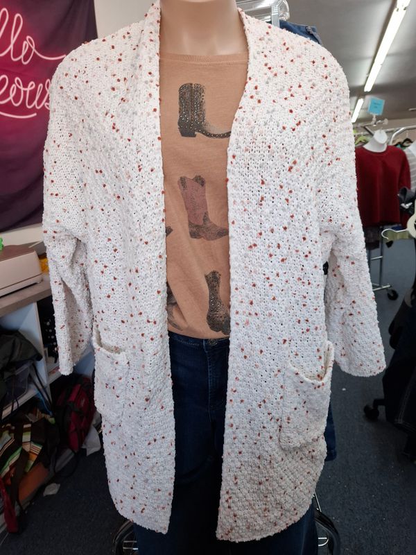3x Maurices popcorn cardigan sweater white with puffs