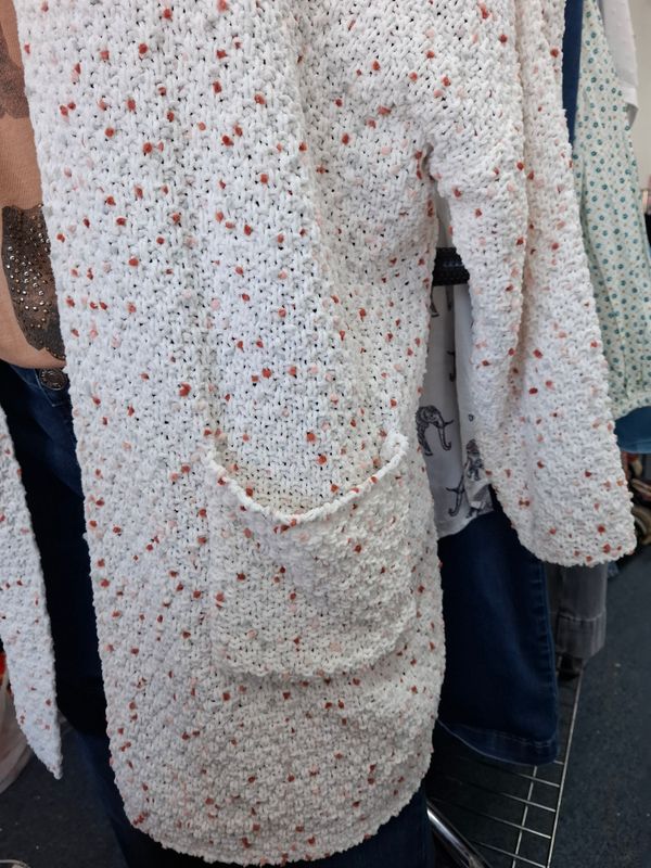 3x Maurices popcorn cardigan sweater white with puffs