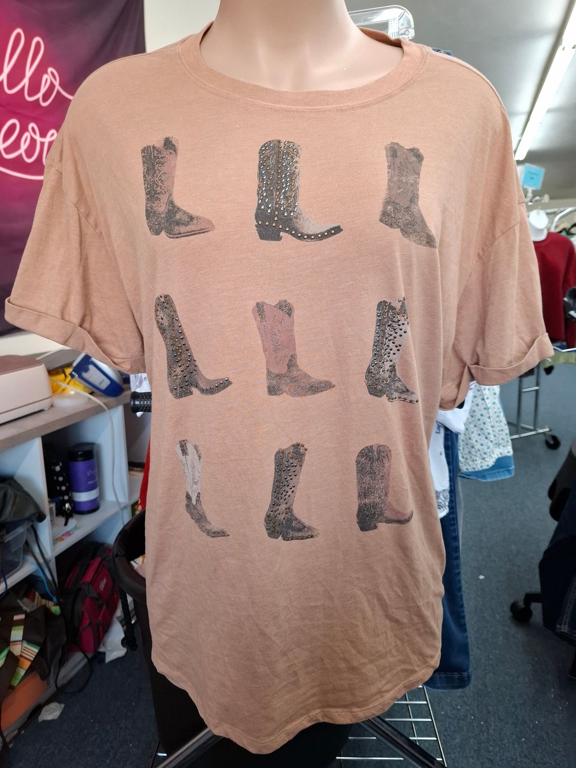 3x Maurices western boot print graphic tee with embellishment