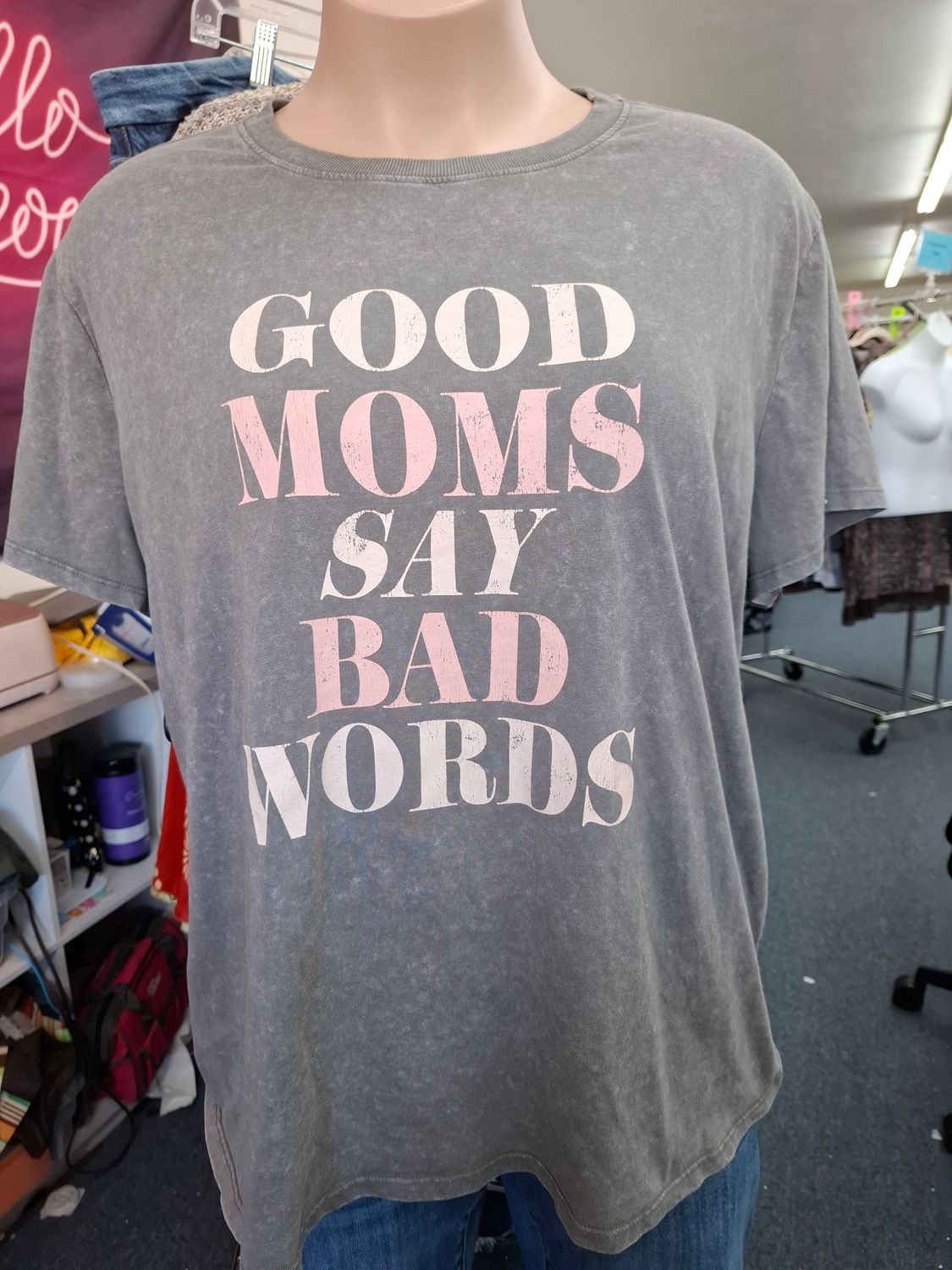 3x Maurices gray acid washed "Good mom" graphic tee