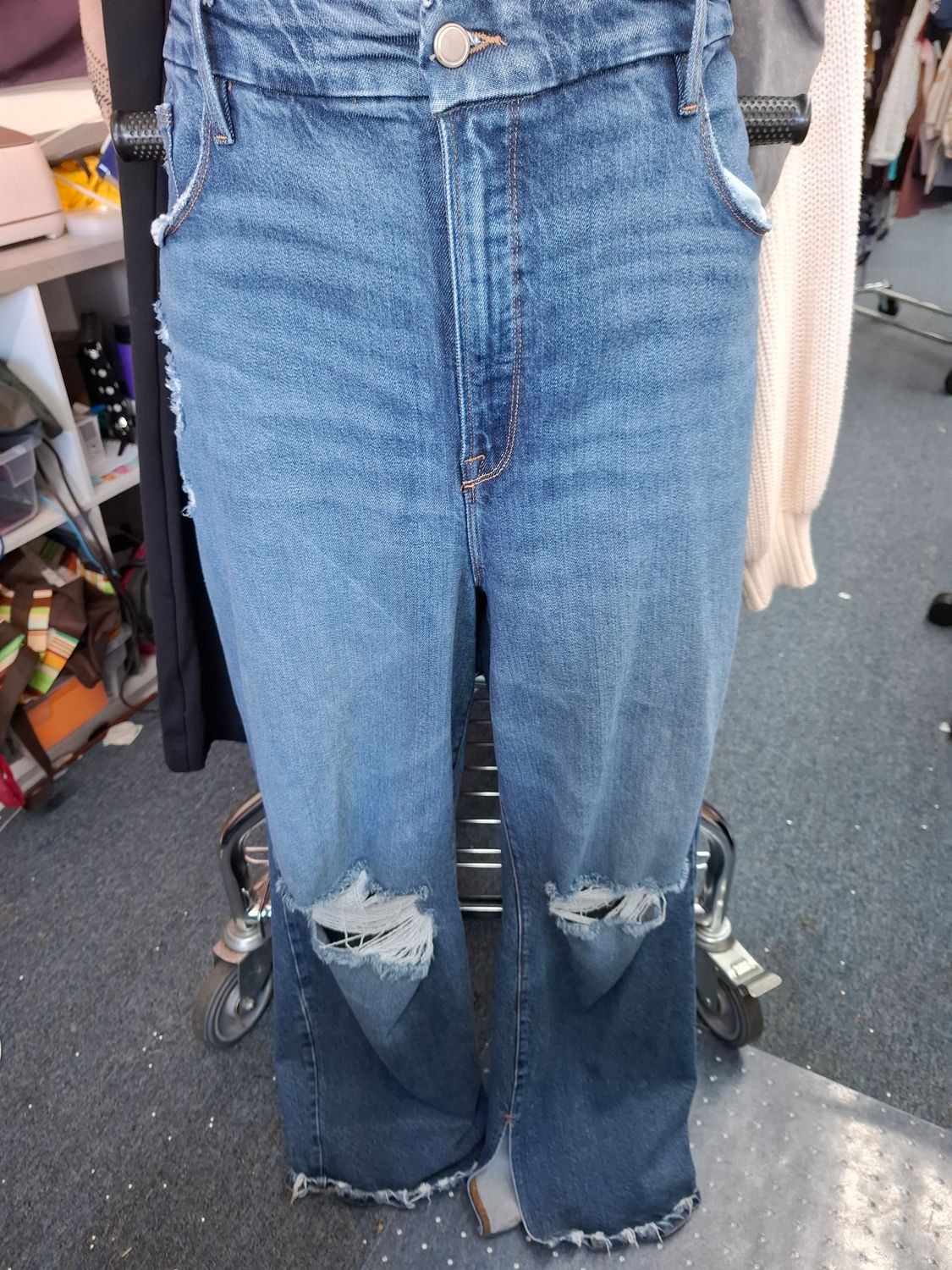 24 Good American distressed heavy weight straight leg jeans