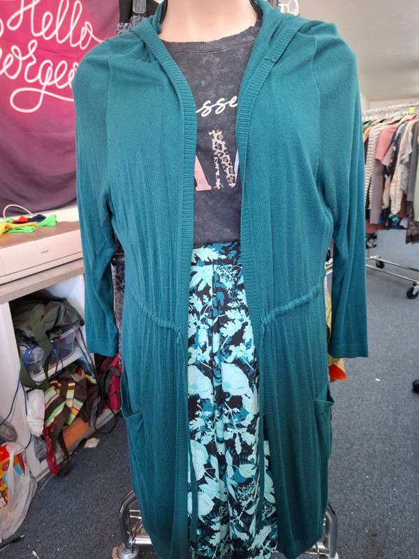 3x Torrid teal hooded cardigan sweater slim fit