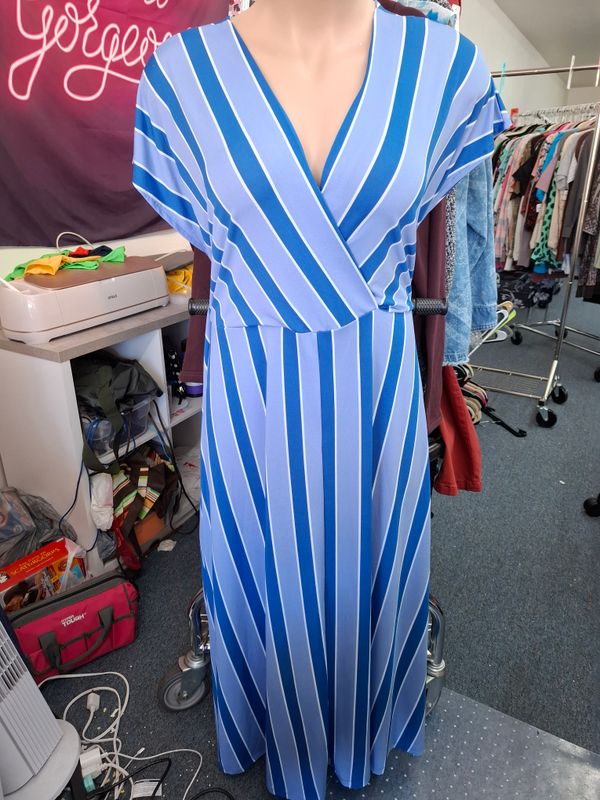 2x Eloquii Elements blue and white striped maxi dress