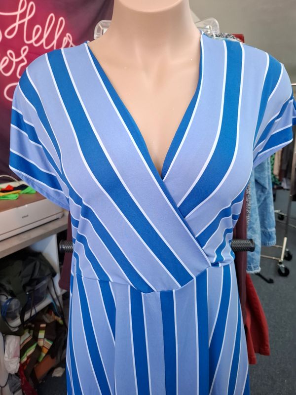 2x Eloquii Elements blue and white striped maxi dress