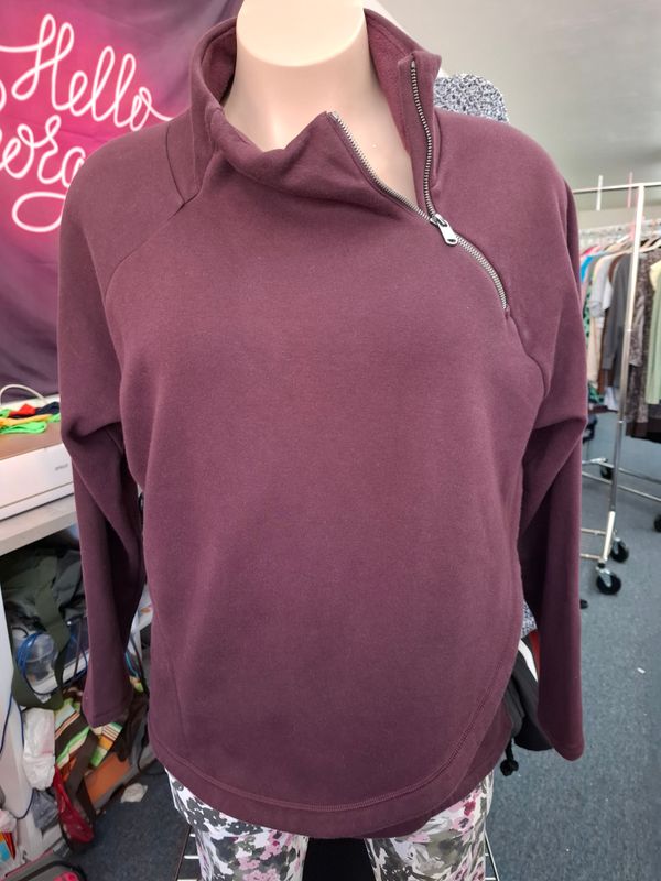 2x Athleta purple half zip cross front sweatshirt