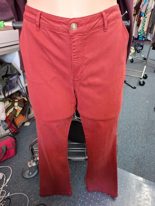 16 Cosmic Blue Love stretchy red straight leg jeans