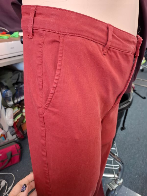 16 Cosmic Blue Love stretchy red straight leg jeans