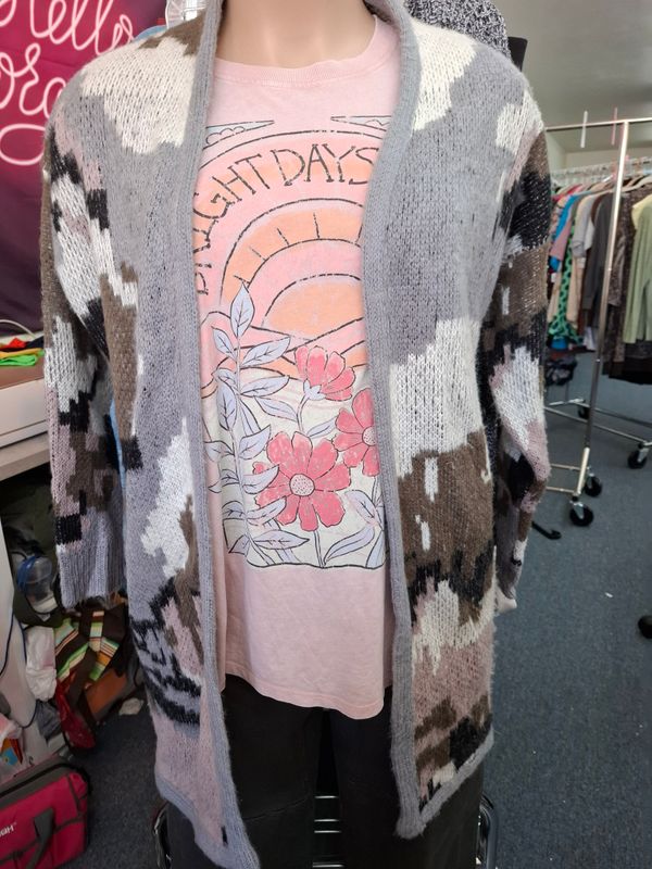 2x Lane Bryant camo thick long cardigan sweater