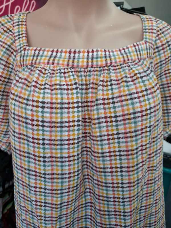 4x Old Navy plaid fall mini dress loose fit puff sleeves