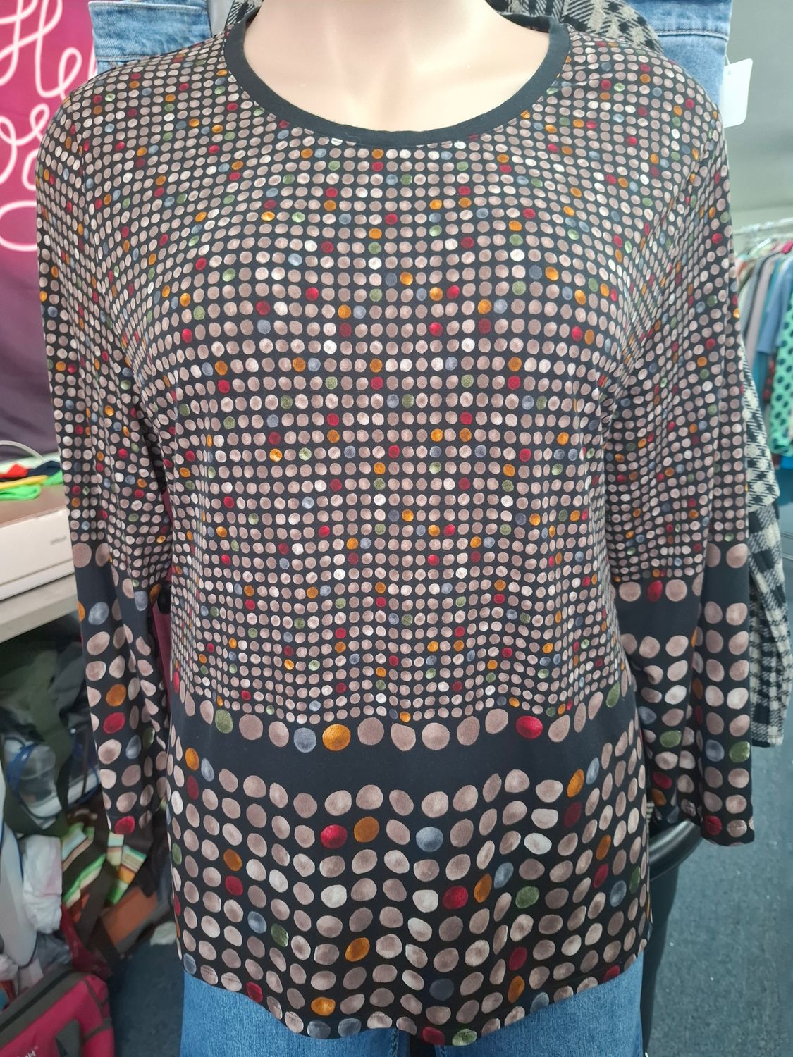 1x Erin London polka dot knit tunic top dressy