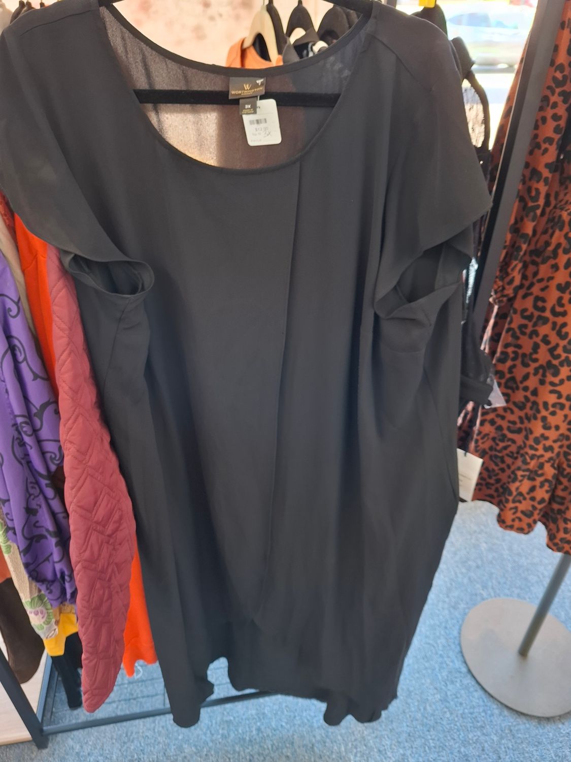3x Worthington black chiffon cross front tunic top