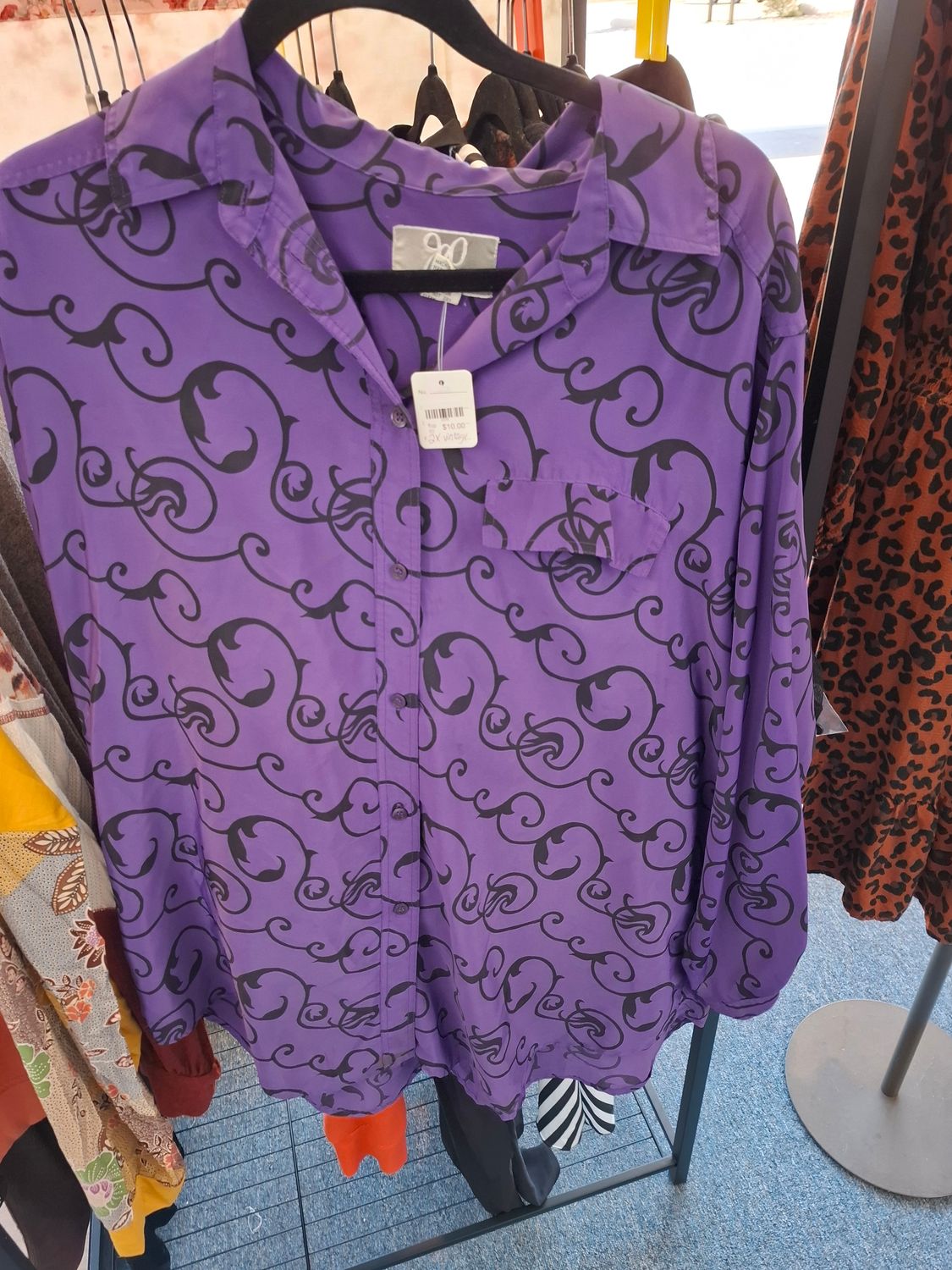 2x JP Collection vintage purple and black blouse top