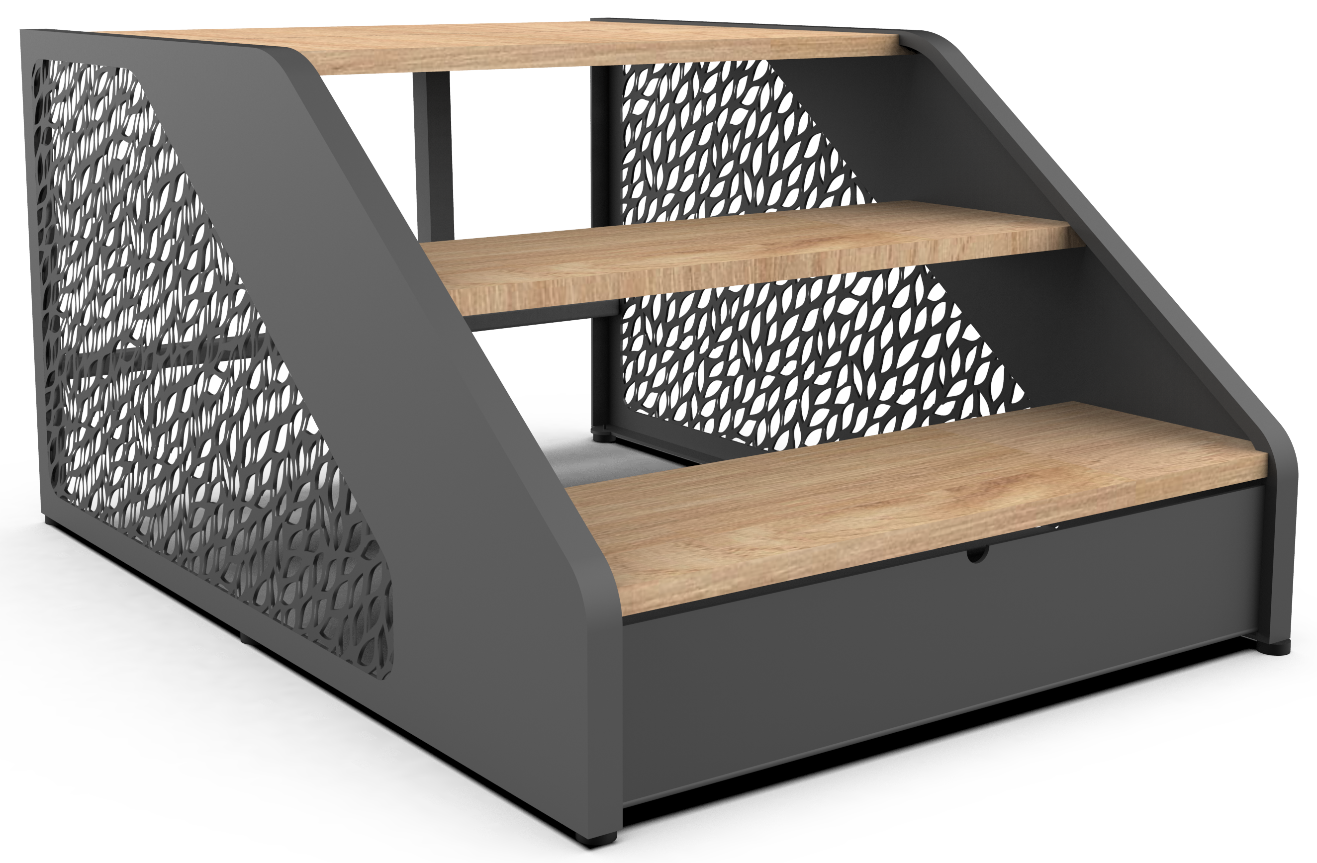 escalier spa gris sur fond blanc 