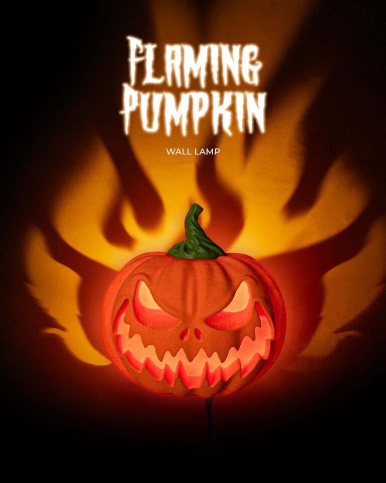 Flaming Pumpkin Wall Lamp