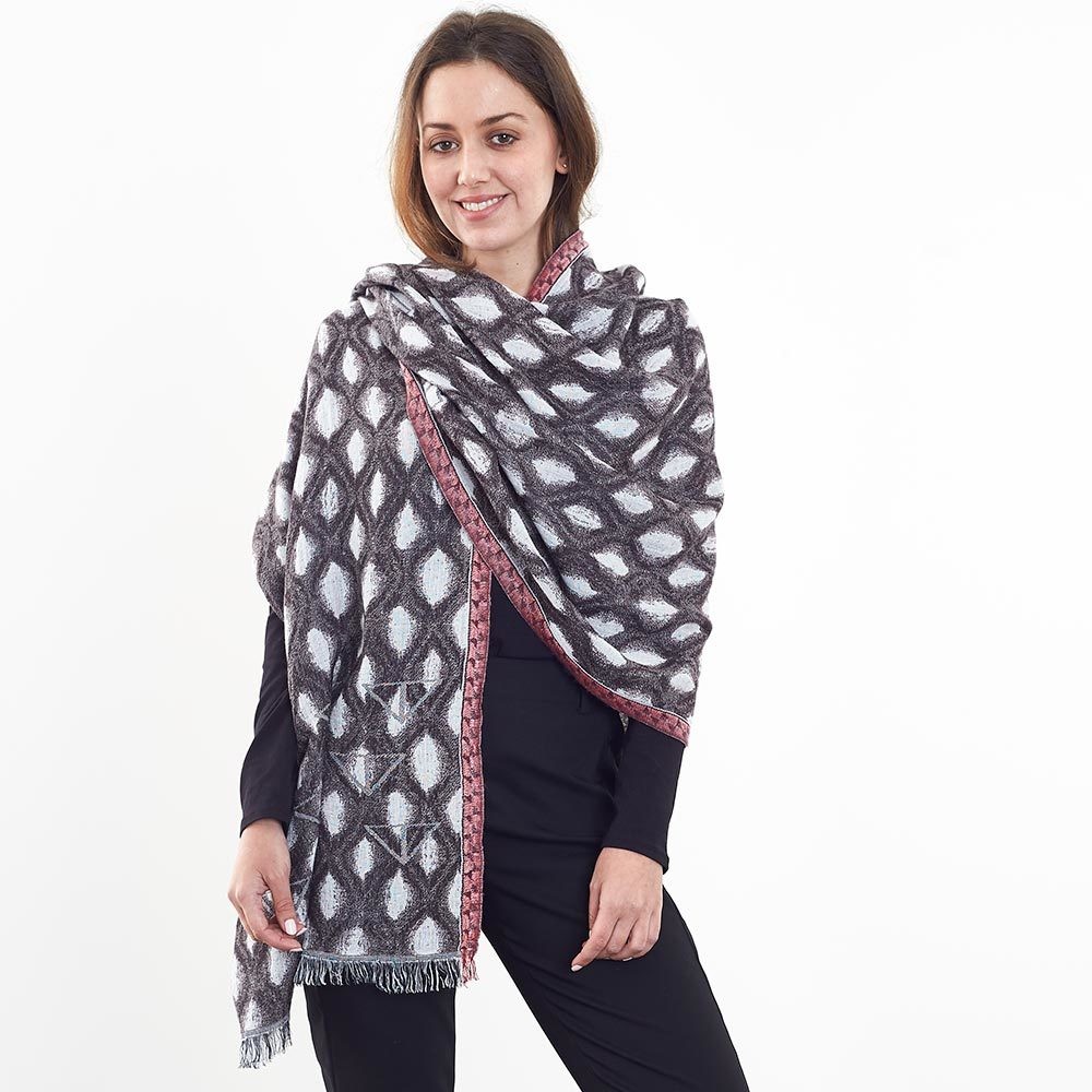 Venice Diamond Pattern Pure Wool/Cotton Scarf - Last one!