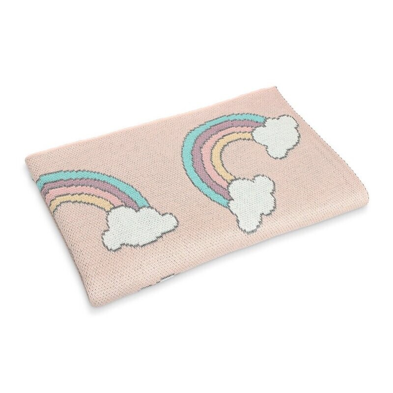 DLUX Baby Dream Stroller Blanket with jacquard rainbow pattern and free gift wrapping.