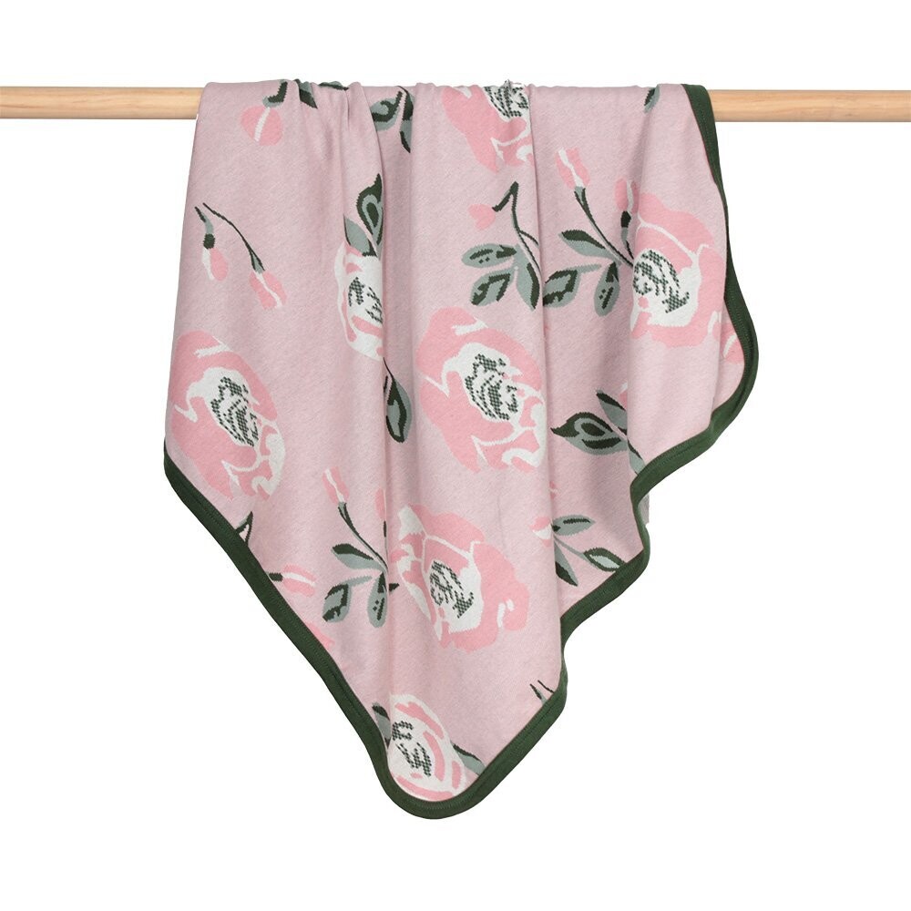 Flower Jacquard Knitted Baby Blanket - last few!