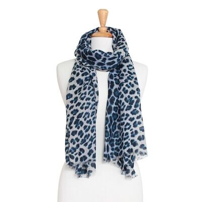 小物 Hand Printed Silk Scarf - blue Square 100% Silk Scarves