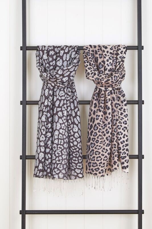 Ocelot Habutai Hand Printed Pure Silk Scarf