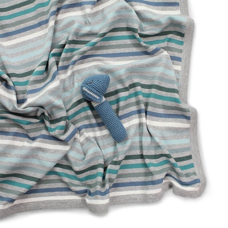 Piccolo Pure Cotton Baby Blanket - Blue Piccolo Pure Cotton Baby Blanket - Blue