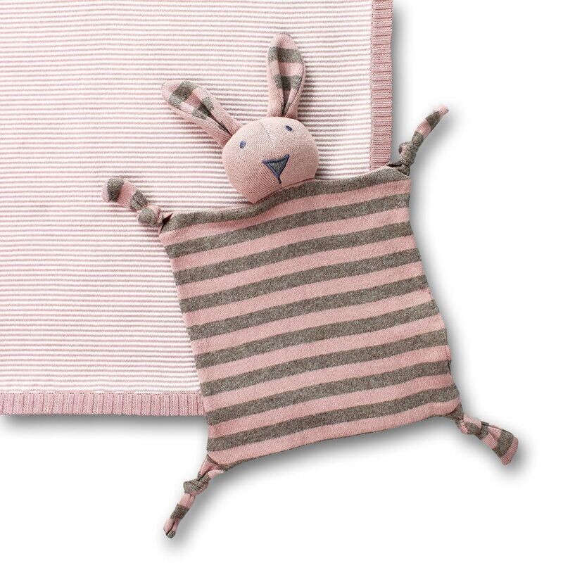 Little Bunny Comforter - Soft Cotton Knitted Toy with Gentle Rattle Sound
