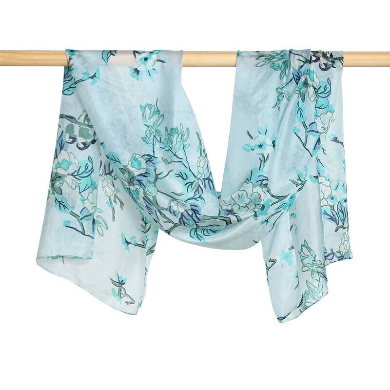 Kyoto Cherry Blossom Hand Printed Pure Silk Scarf - last few!