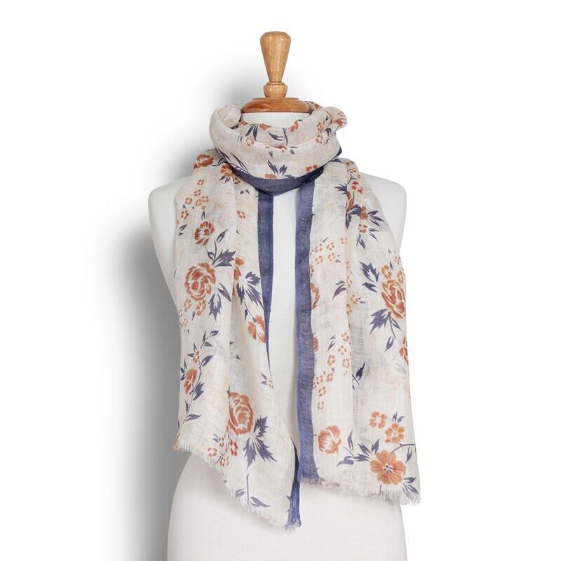 Moda Hand Printed Natural Pure Linen Scarf - Last one! Moda Hand Printed Natural Pure Linen Scarf - Last one!