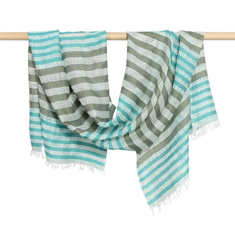 Ariana Hand Woven Stripe Pure Cotton Linen Scarf Ariana Hand Woven Stripe Pure Cotton Linen Scarf