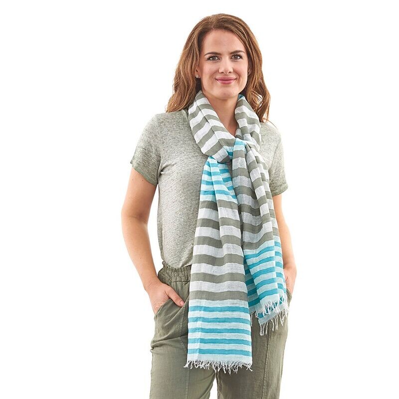 Ariana Hand Woven Stripe Pure Cotton Linen Scarf Ariana Hand Woven Stripe Pure Cotton Linen Scarf