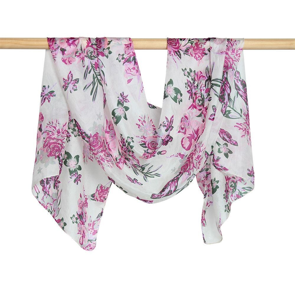 Flower Hand Printed Silk Scarf - last one!
