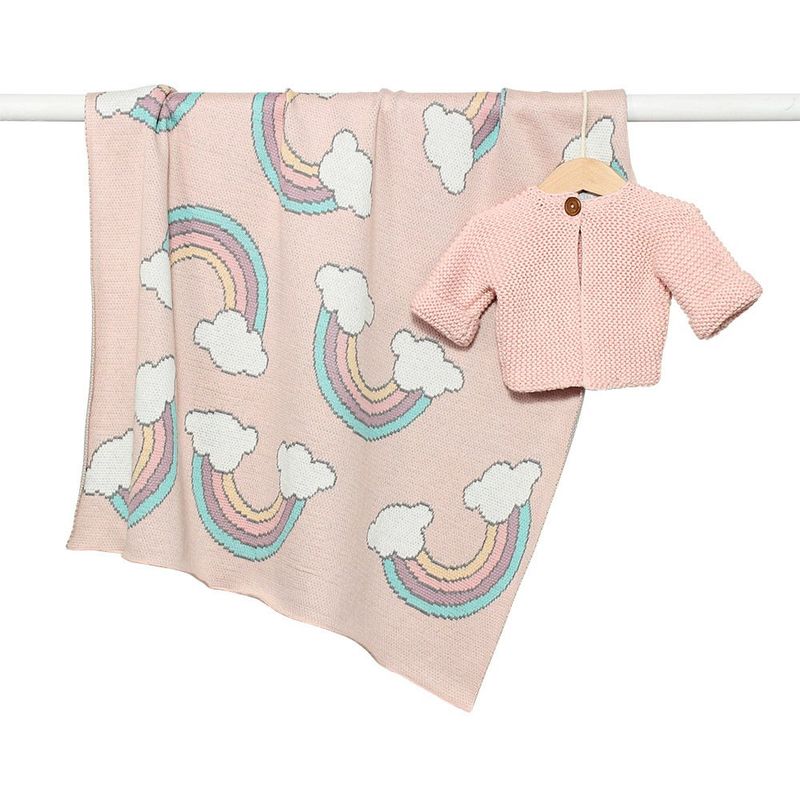 DLUX Baby Dream Stroller Blanket with jacquard rainbow pattern and free gift wrapping.