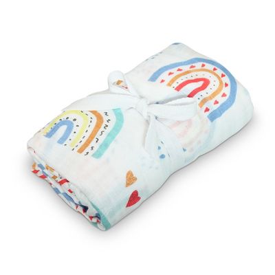 DLUX Baby Rainbow Muslin Wrap with soft bamboo cotton blend and free gift wrapping.