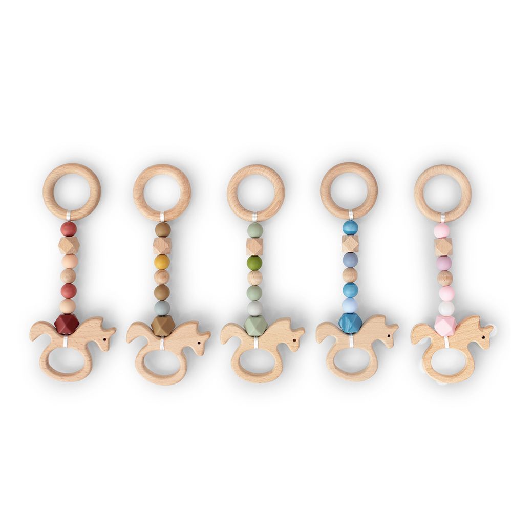DLUX Baby Rocking Horse Teether made from beech and lotus woods with silicone.