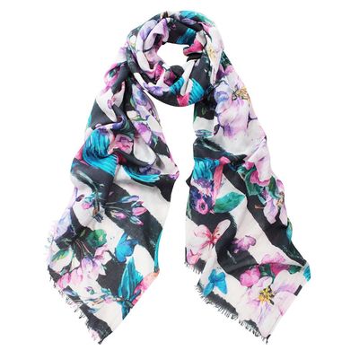 Sonia Twill Weave Pure Cotton Scarf - Black - last one! Sonia Twill Weave Pure Cotton Scarf - Black - last one!