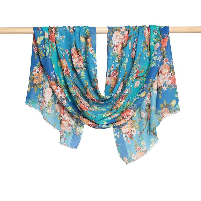 Freida Retro Floral Hand Printed Pure Cotton Scarf Freida Retro Floral Hand Printed Pure Cotton Scarf