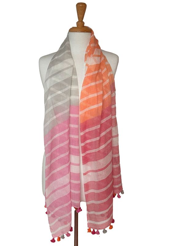Coast Multi Stripe Handloomed Pure Cotton Scarf Coast Multi Stripe Handloomed Pure Cotton Scarf